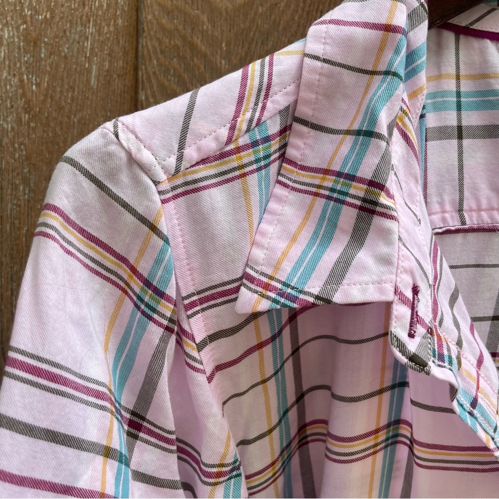 TALBOTS Women’s Pink Plaid Striped Button Down Long Sleeve Shirt Size XL - Picture 4 of 10